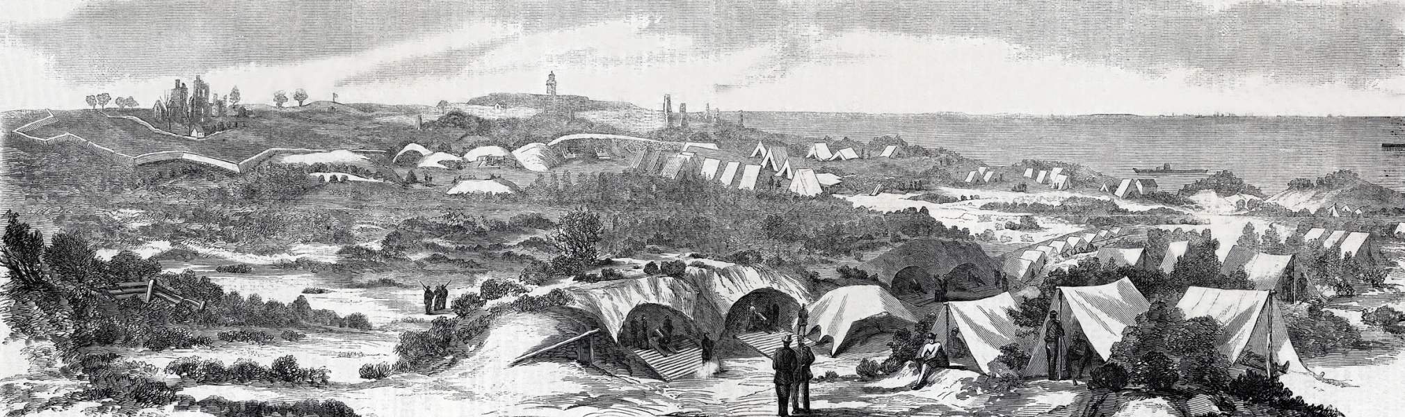 Fort Morgan, Mobile Bay, August, 1864, artist's impression, zoomable image