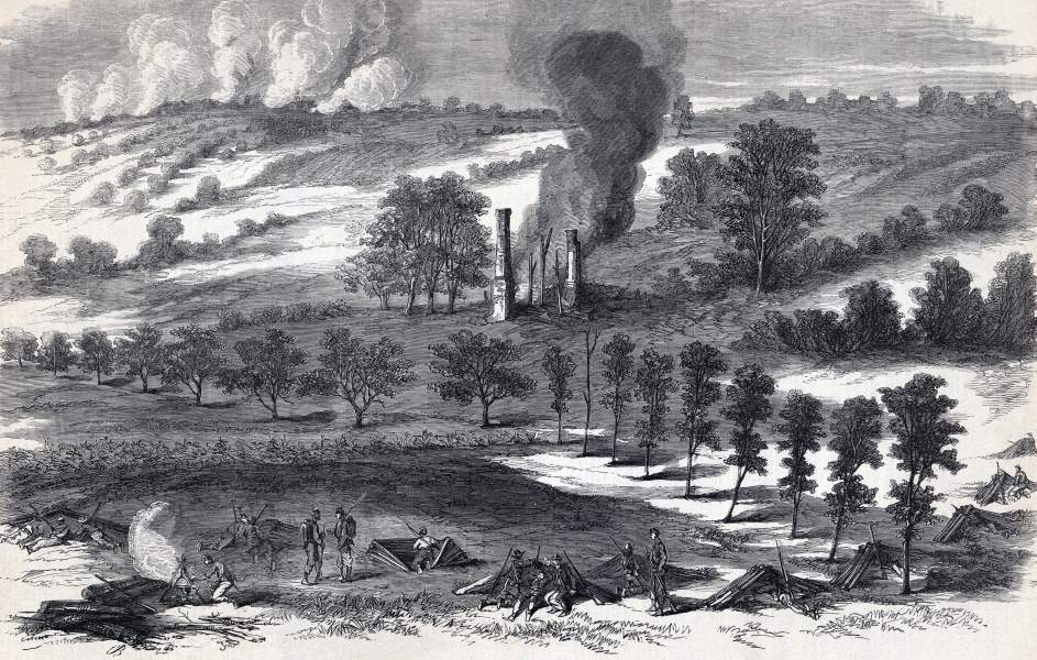Federal emplacements in front of Fort Stevens, outside Washington, DC, July 12-13,1864, artist's impression, zoomable image