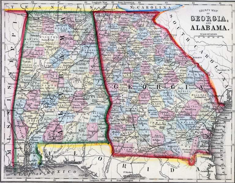 Alabama and Georgia, 1860, zoomable map