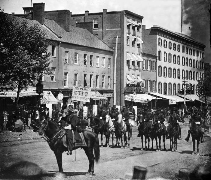Army Units ready to march in the Grand Review of the Army, Pennsylvania Avenue, Washington DC, May 23-24, 1865, zoomable image