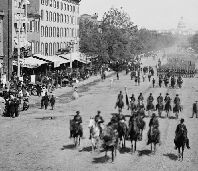 Second Corps marching in the Grand Review of the Army, Pennsylvania Avenue, Washington DC, May 23, 1865, detail