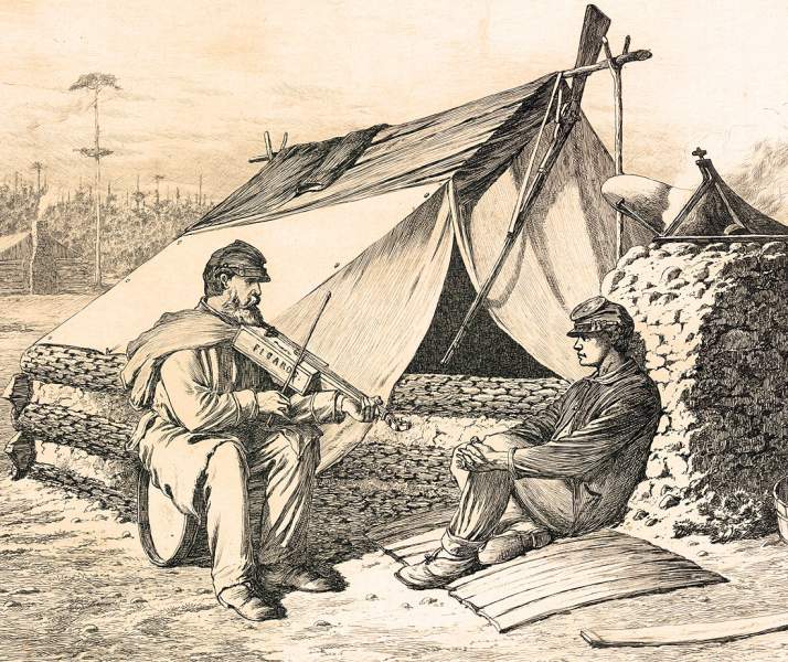 "Home Sweet Home," Edwin Forbes, copper plate etching, 1876, detail
