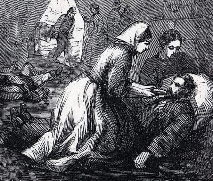"Our Heroines," Thomas Nast, April 1864, detail ("On the Battlefield")