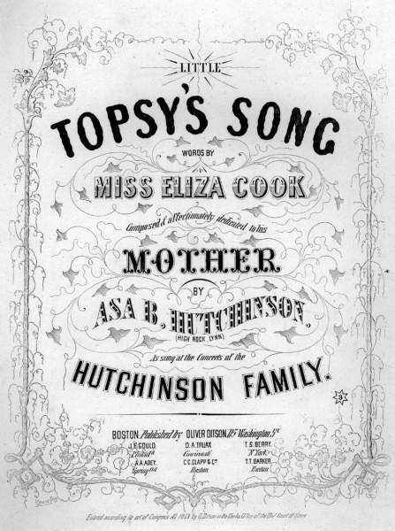 “Little Topsy's Song,” sheet music cover, 1853