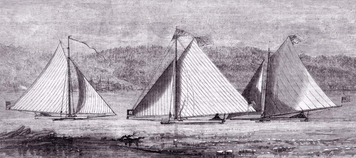 Great Iceboat Expedition, Hudson River from Poughkeepksie to Albany, New York, February 16, 1866, artist's impression