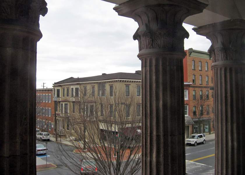 Liberty Alley, Carlisle, Pennsylvania, from the Old Courthouse, March 2011, zoomable photograph