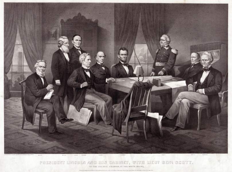 President Lincoln and his Cabinet, 1861
