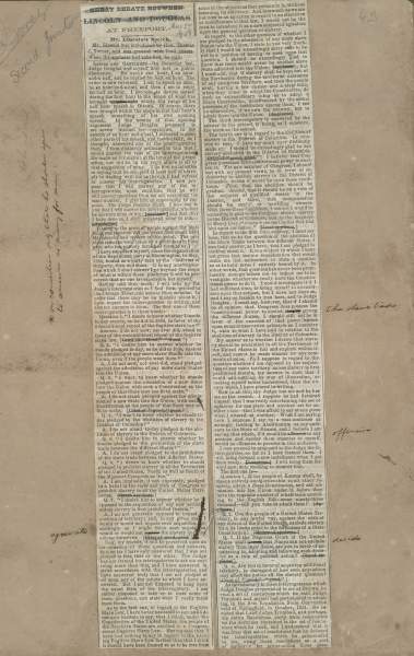 Lincoln Scrapbook of 1858 Illinois Campaign, sample page