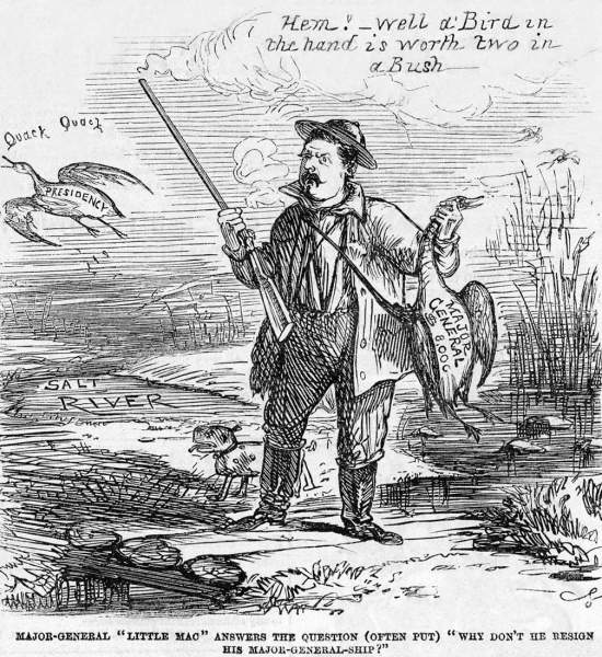 "Why Don't He Resign His Major-General-ship," cartoon, Frank Leslie's Illustrated, October 22, 1864