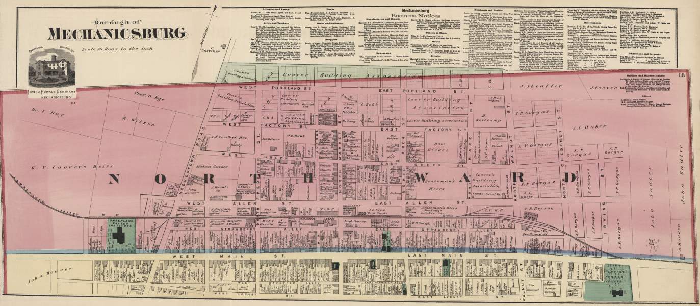 Mechanicsburg, Pennsylvania, North Ward, 1872, zoomable map