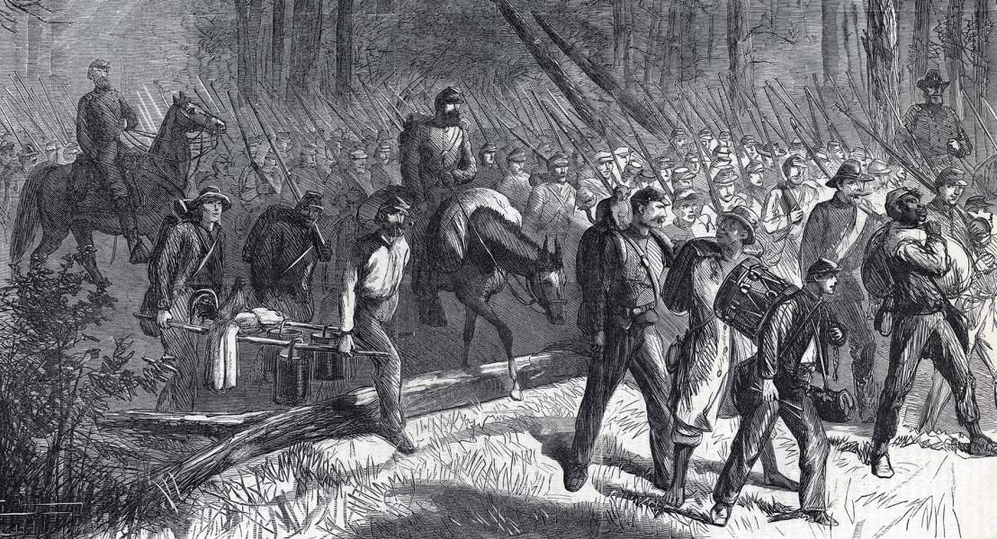 "Johnnie Comes Marching Home," Harper's Weekly Magazine, June 24, 1865, artist's impression, zoomable image, detail 