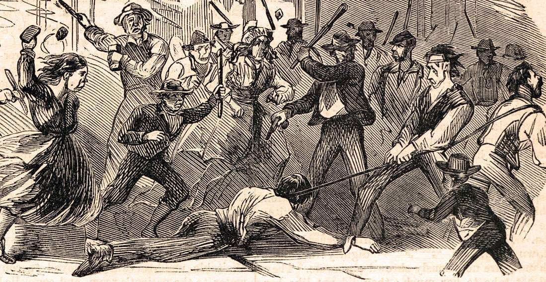 Murder of Colonel Henry F. O'Brian, New York City, July 13, 1863, artist's impression, detail