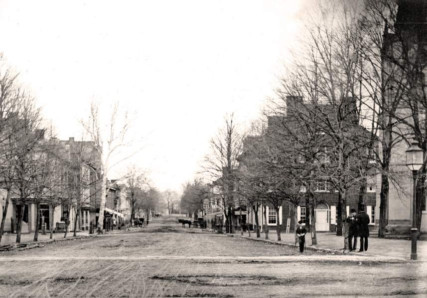 North Hanover Street, Carlisle, Pennsylvania, looking north from the Town Square, circa 1876, zoomable image