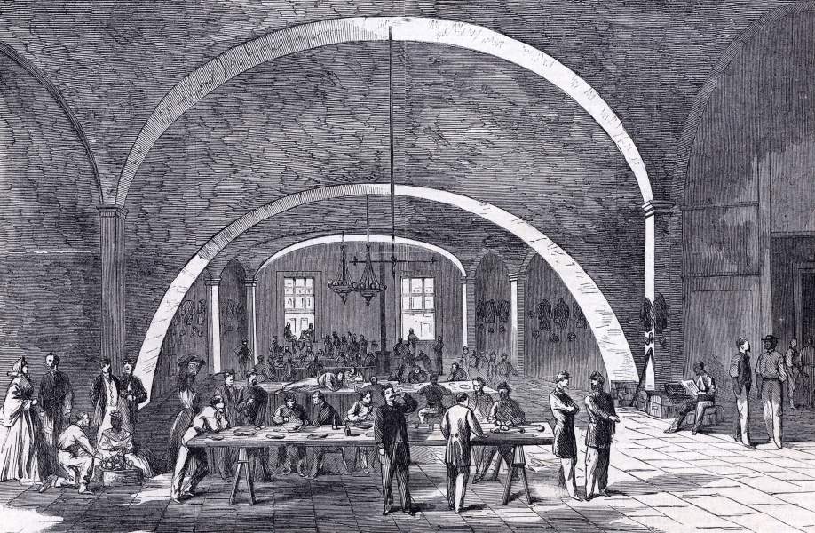 Confederate prisoners held at the Custom House, New Orleans, Louisiana, July 1863, artist's impression, zoomable image