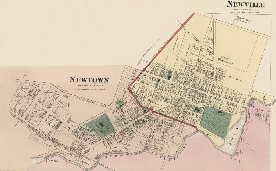Newtown, Pennsylvania, 1872, zoomable map