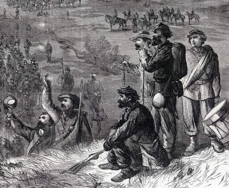 The Union Army on the march in the Shenandoah Valley of Virginia, October, 1864, artist's impression, further detail