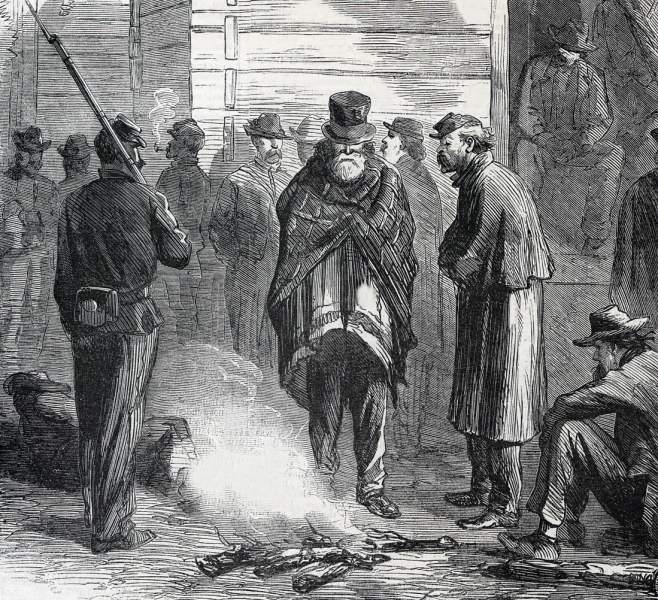 Confederate Prisoners, Virginia, October 1864, artist's impression, detail