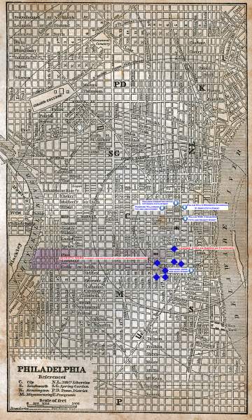 Philadelphia, 1853, Underground Railroad, zoomable map