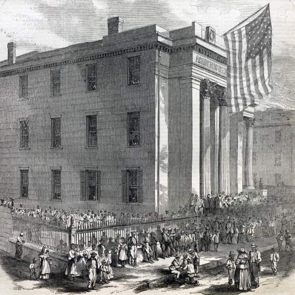 The Abraham Lincoln Freedmen's School, New Orleans, Louisiana, April 1866, artist's impression