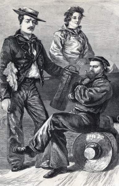 "Man-of-War's Men," Frank Leslie's Illustrated, October 1864, artist's impression, zoomable image