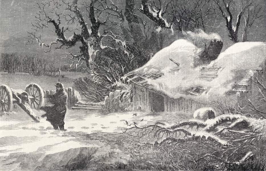 "Snowy Morning on Picket," Harper's Weekly, January 1864, artist's impression, zoomable image
