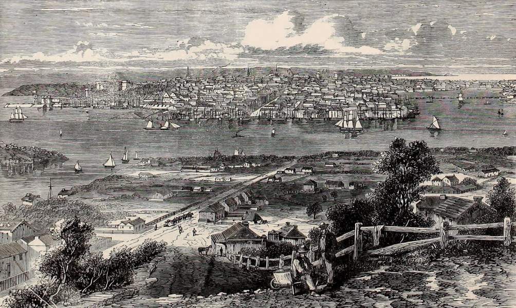 Sydney, Australia, 1863, British artist's impression, zoomable image