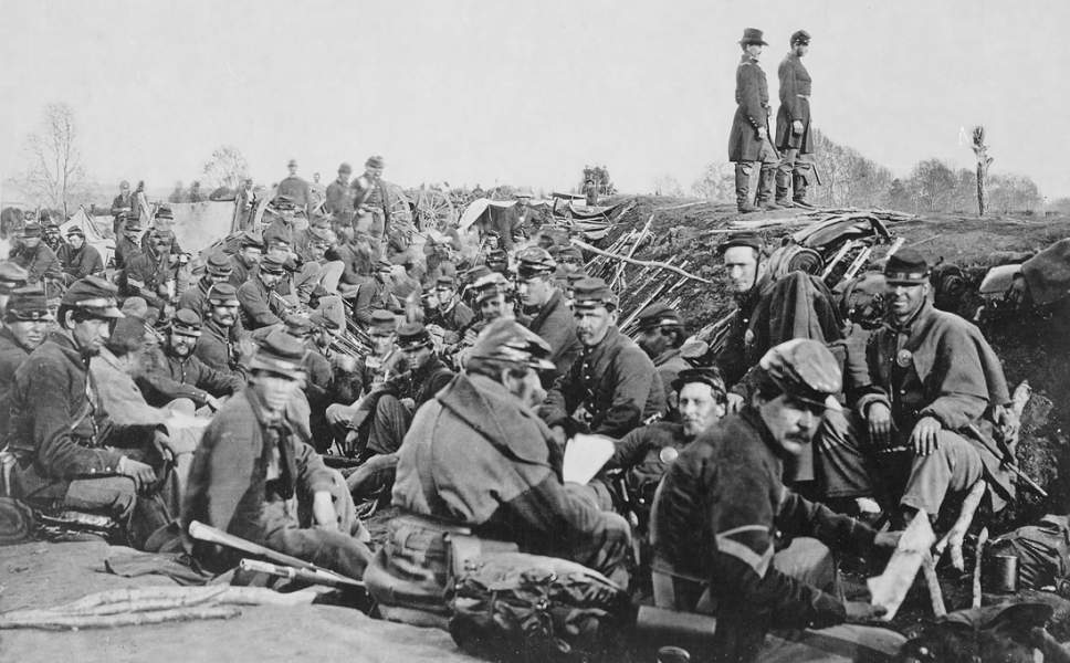 Men of VI Corps, Army of the Potomac preparing for the Assault on Marye's Heights, outside Fredericksburg, May 3, 1863