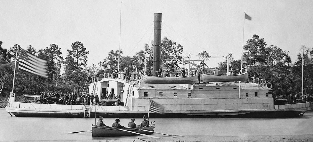 U.S.S. Commodore Barney, James River, Virginia, 1863, Brady image, detail