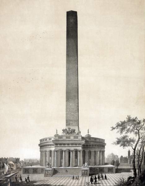 Design image for the proposed Washington Monument, Washington DC, circa 1846