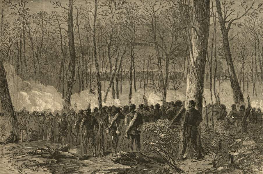 "Major-General Wadsworth Fighting in the Wilderness," May 5-7, 1864, artist's impression, zoomable image