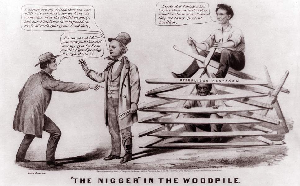 "...in the Woodpile," cartoon, 1860, zoomable image