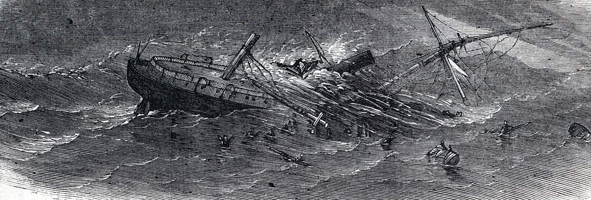 Wreck of the steamship "Republic,"1865, artist's impression