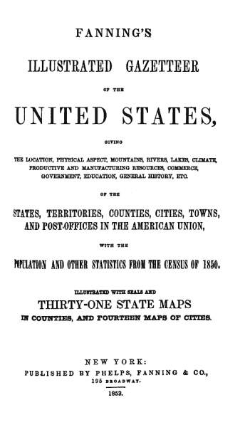 Fannings' Illustrated Gazetteer of the United States, Title Page