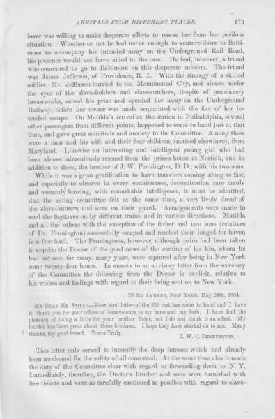 J. W. C. Pennington to William Still, May 24, 1854