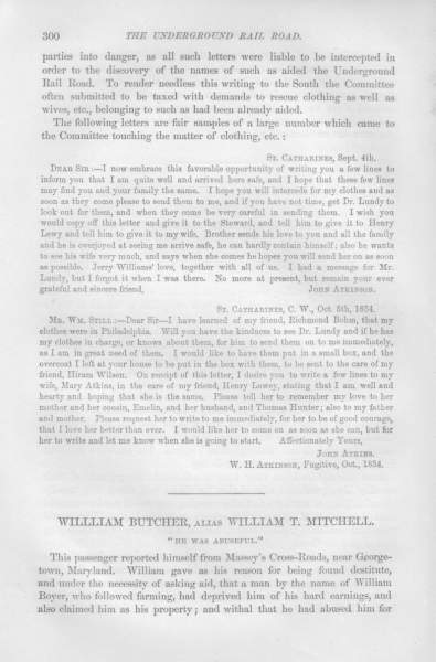 John Atkinson to William Still, September 4, 1854