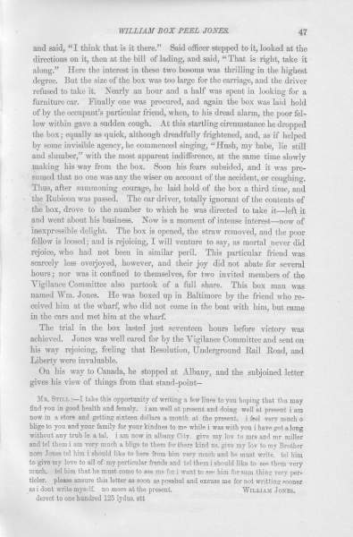 William Jones to William Still, January 1, 1857