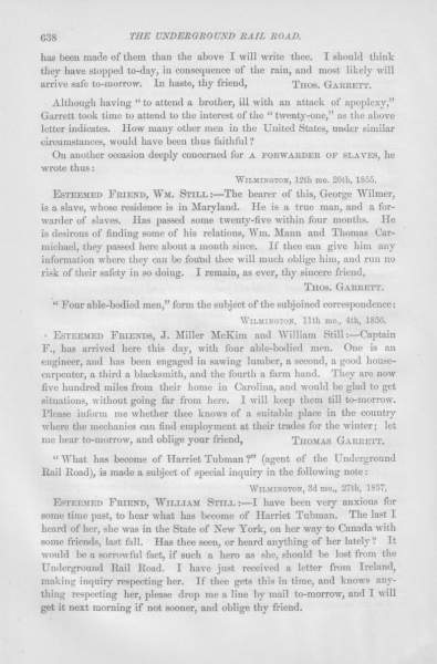 Thomas Garrett to James Miller McKim and William Still, November 4, 1856