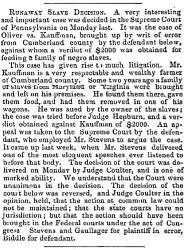 “Runaway Slave Decision,” Boston (MA) Courier, June 25, 1849