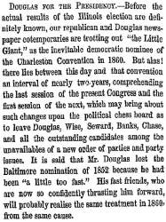“Douglas for the Presidency,” New York Herald, November 7, 1858
