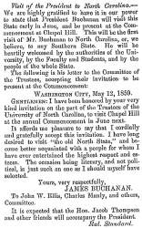 “Visit of the President to North Carolina,” Fayetteville (NC) Observer, May 19, 1859