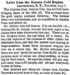 “Letter from the Kansas Gold Region,” New York Times, July 8, 1859