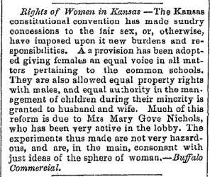 “Rights of Women in Kansas,” Lowell (MA) Citizen & News, August 4, 1859
