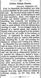 "Perilous Balloon Descent," Milwaukee (WI) Sentinel, September 27, 1860