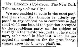“Mr. Lincoln's Position,” Lowell (MA) Citizen & News, December 24, 1860