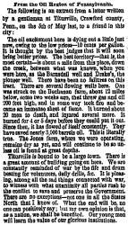 “From the Oil Region of Pennsylvania,” San Francisco (CA) Evening Bulletin, June 19, 1861