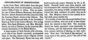 "Embarkation of Missionaries," New York Evangelist, June 10, 1858
