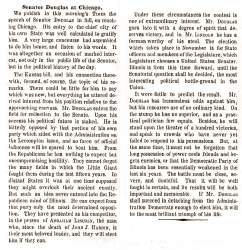 "Senator Douglas at Chicago," New York Times, July 13, 1858