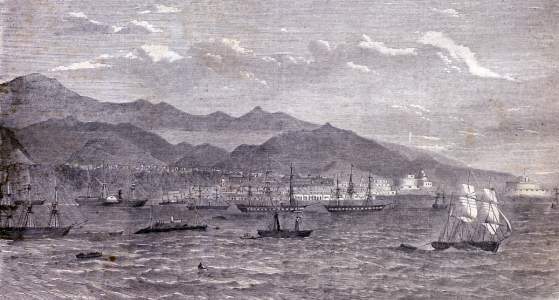 Callao, Peru, 1866, artist's impression