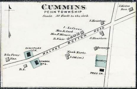 Cummins, Pennsylvania, 1872, map