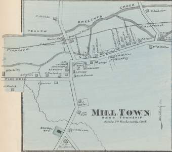 Milltown, Pennsylvania, 1872, map